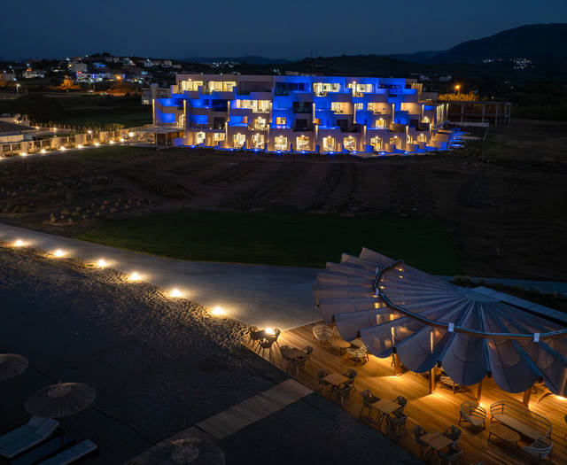 Ventale Island Breeze Resort the resort and path to the beach lit up at night