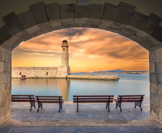 View of a lighthouse in Rethymno